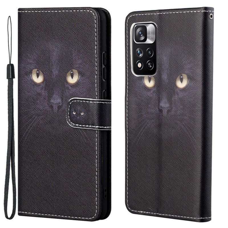 Flipové Pouzdro Na Xiaomi Redmi Note 11 Pro / Note 11 Pro Plus Černá Tanga Kočičí Oči