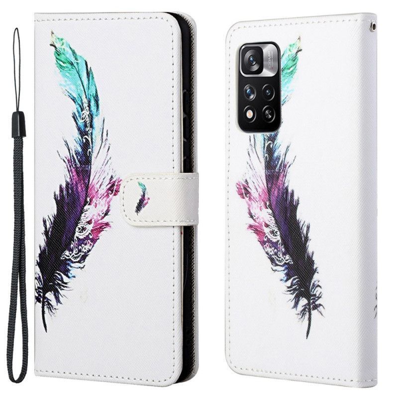 Flipové Pouzdro Na Xiaomi Redmi Note 11 Pro / Note 11 Pro Plus Pírko S Popruhem