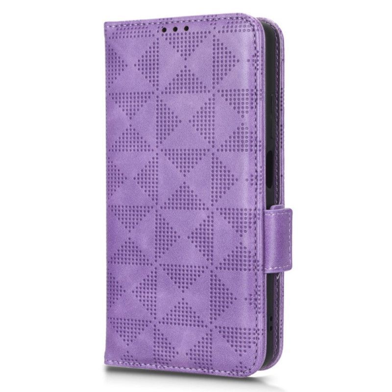 Flipové Pouzdro Na Xiaomi Redmi Note 12 5G Trojúhelníky S Lanyardem