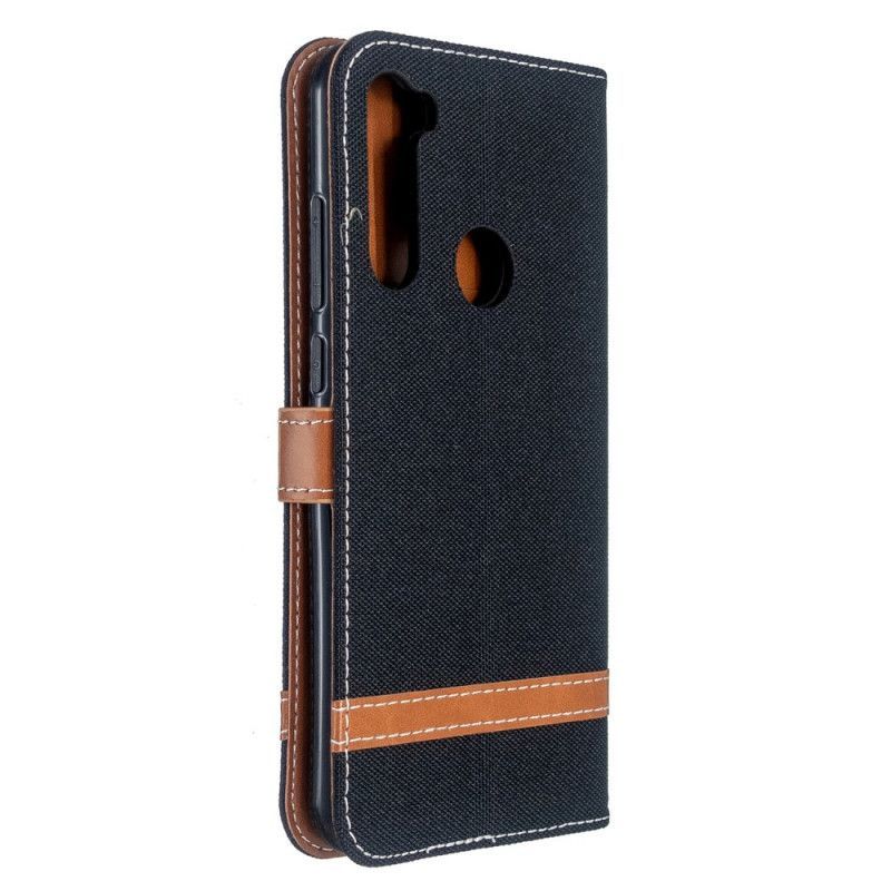 Flipové Pouzdro Na Xiaomi Redmi Note 8t Řemínek S Látkovým A Koženým Efektem