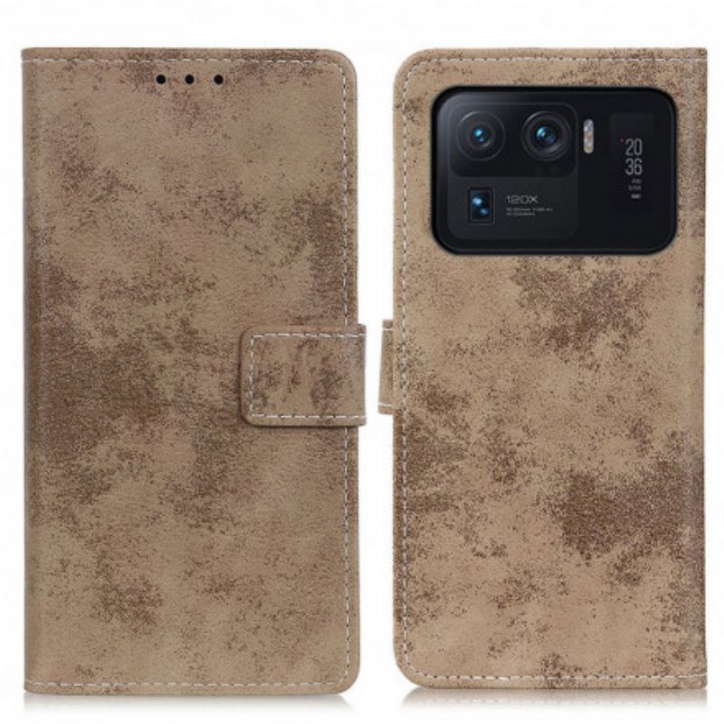 Flipové Pouzdro Xiaomi Mi 11 Ultra Starý Kožený Efekt