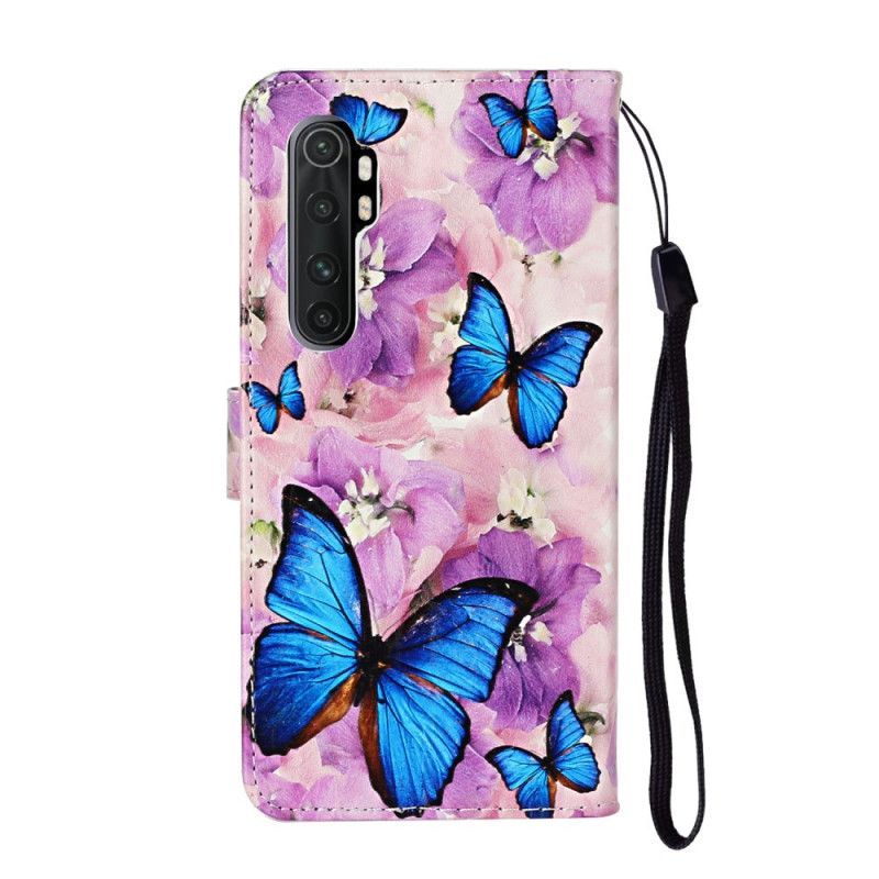 Flipové Pouzdro Xiaomi Mi Note 10 Lite Modrí Motýli V Květech