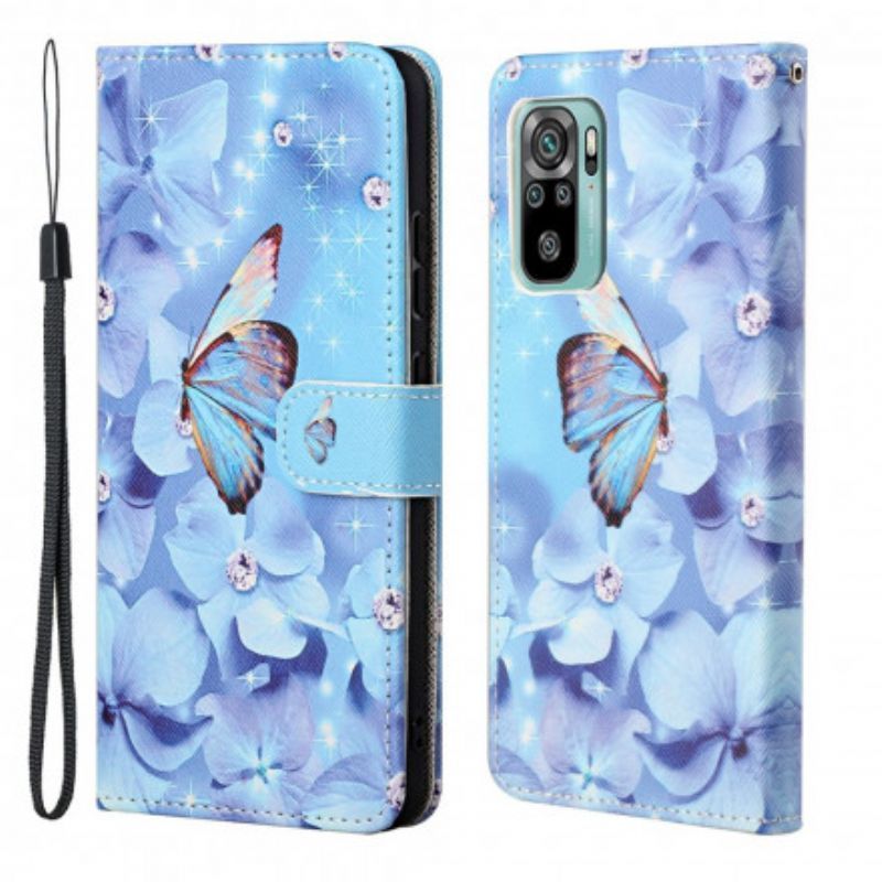 Flipové Pouzdro Xiaomi Redmi 10 Diamantoví Motýlci