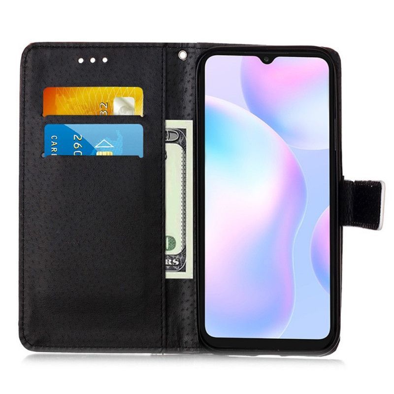 Flipové Pouzdro Xiaomi Redmi 9a Černá Růže S Páskem
