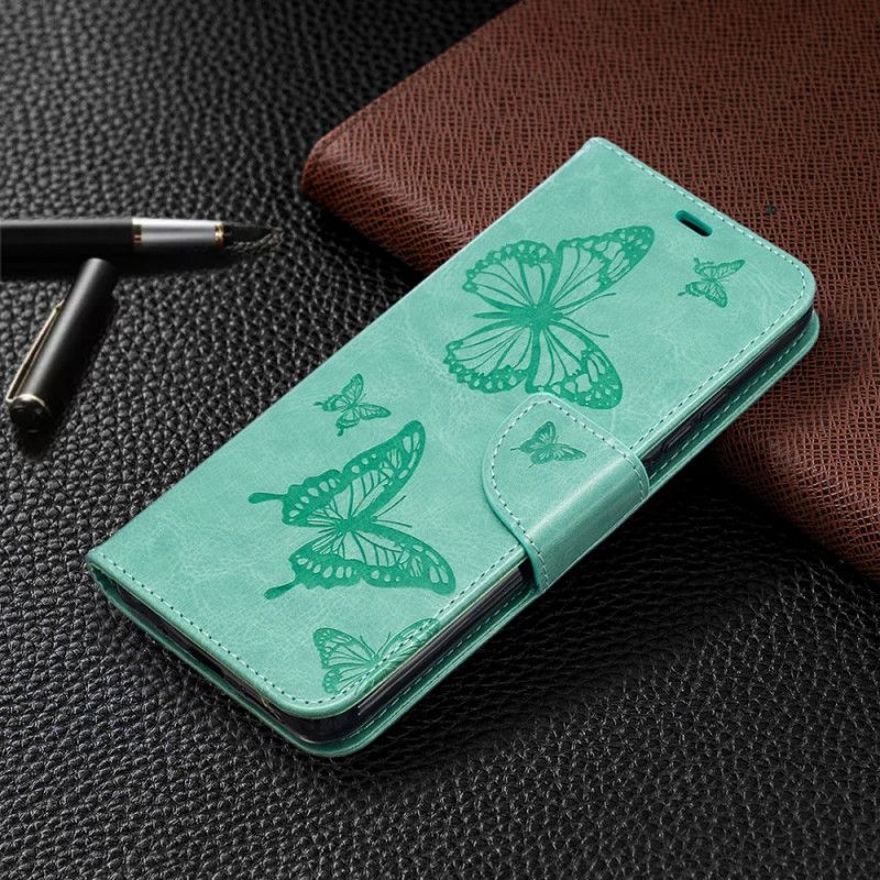 Flipové Pouzdro Xiaomi Redmi 9a Potištění Motýlci S Páskem
