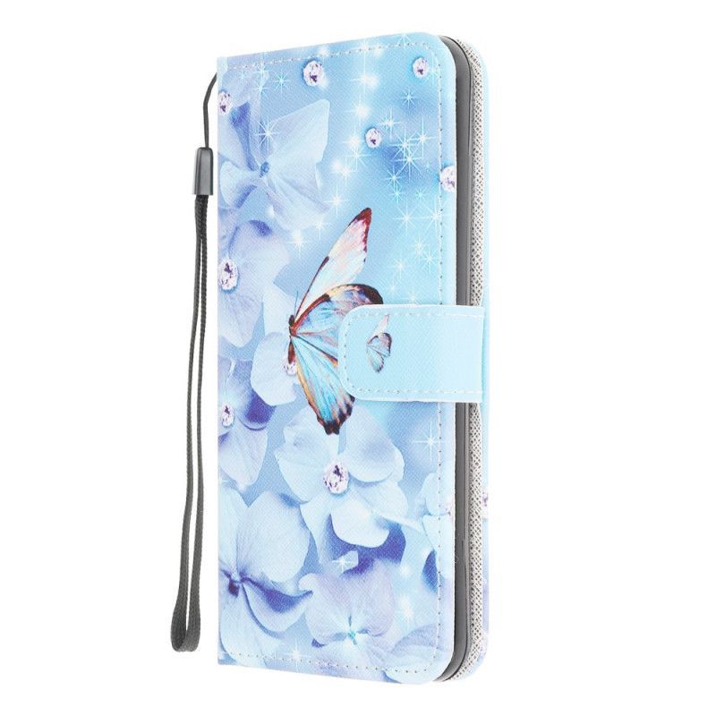 Flipové Pouzdro Xiaomi Redmi 9c Diamantoví Řemínkoví Motýli