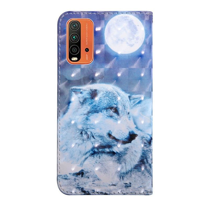 Flipové Pouzdro Xiaomi Redmi 9t Vlk V Měsíčním Světle