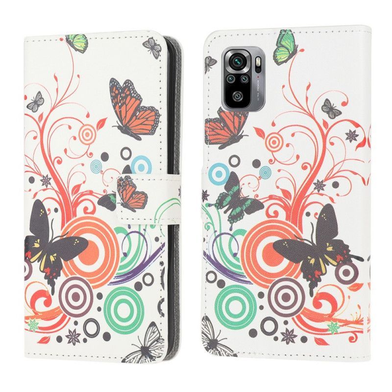 Flipové Pouzdro Xiaomi Redmi Note 10 / Note 10s Motýli A Květiny
