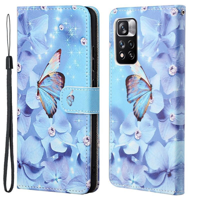 Flipové Pouzdro Xiaomi Redmi Note 11 Pro / Note 11 Pro Plus Diamantoví Řemínkoví Motýli