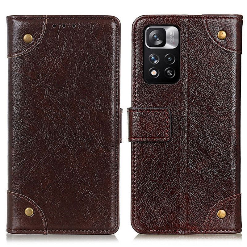 Flipové Pouzdro Xiaomi Redmi Note 11 Pro / Note 11 Pro Plus Staré Nýty Ve Stylu Napa Kůže