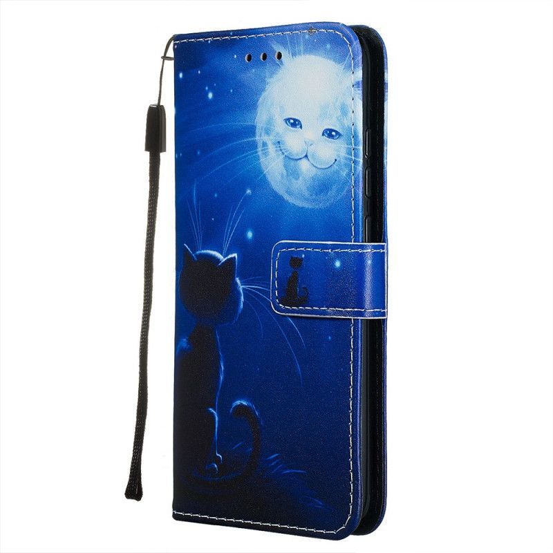 Flipové Pouzdro Xiaomi Redmi Note 8 Kočka V Měsíčním Světle S Tangy