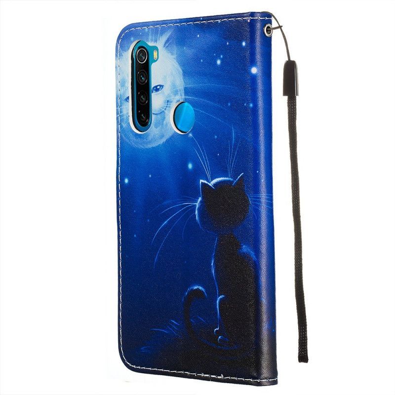 Flipové Pouzdro Xiaomi Redmi Note 8 Kočka V Měsíčním Světle S Tangy
