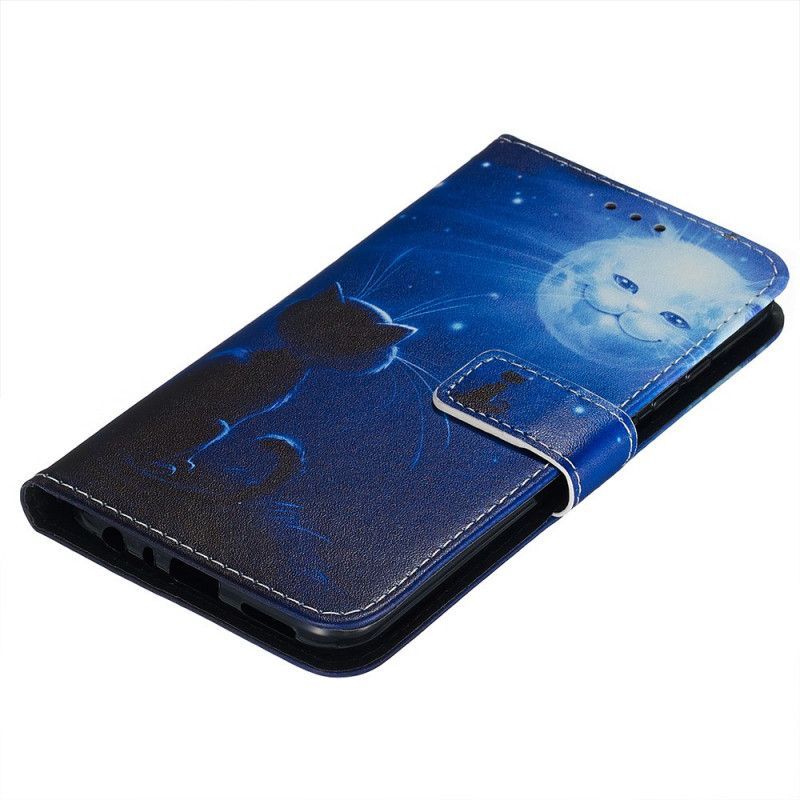 Flipové Pouzdro Xiaomi Redmi Note 8 Kočka V Měsíčním Světle S Tangy
