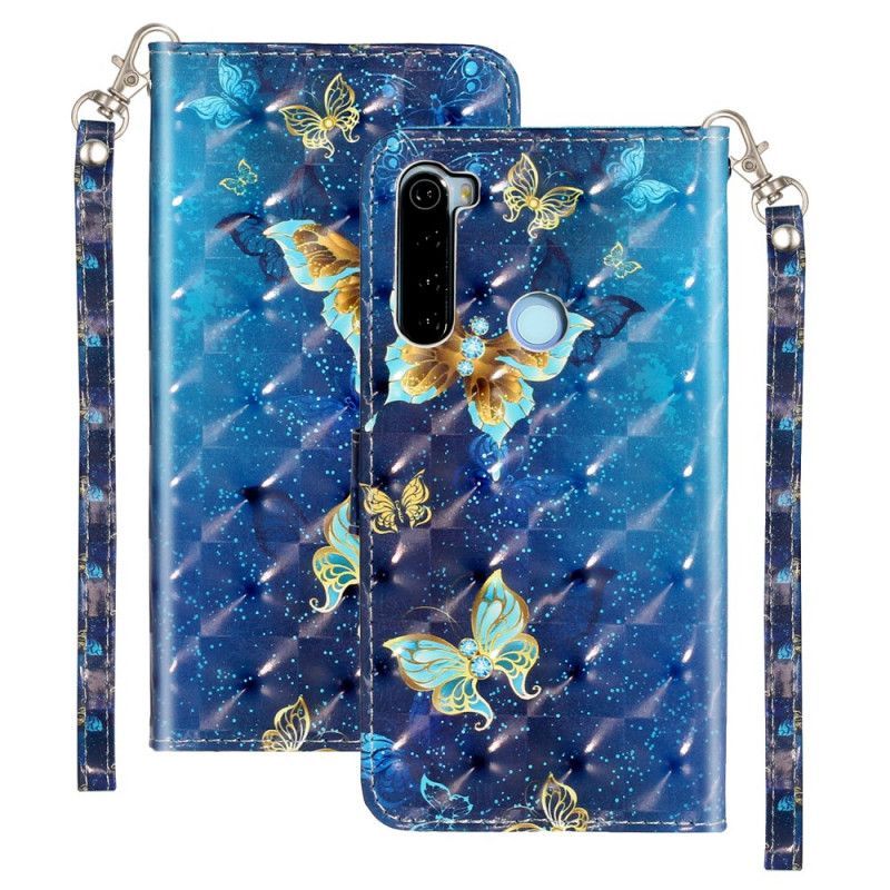 Flipové Pouzdro Xiaomi Redmi Note 8t Motýlí Světelný Bod Se Šňůrkou