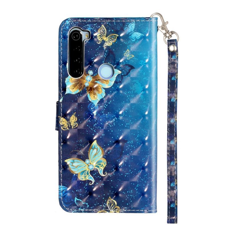 Flipové Pouzdro Xiaomi Redmi Note 8t Motýlí Světelný Bod Se Šňůrkou