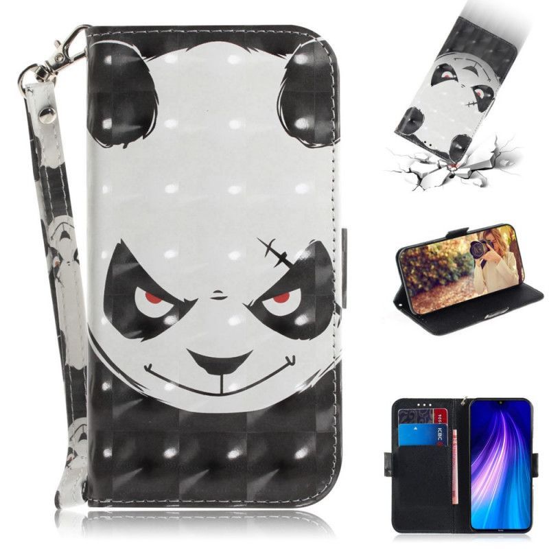 Flipové Pouzdro Xiaomi Redmi Note 8t Rozzlobená Panda S Popruhem