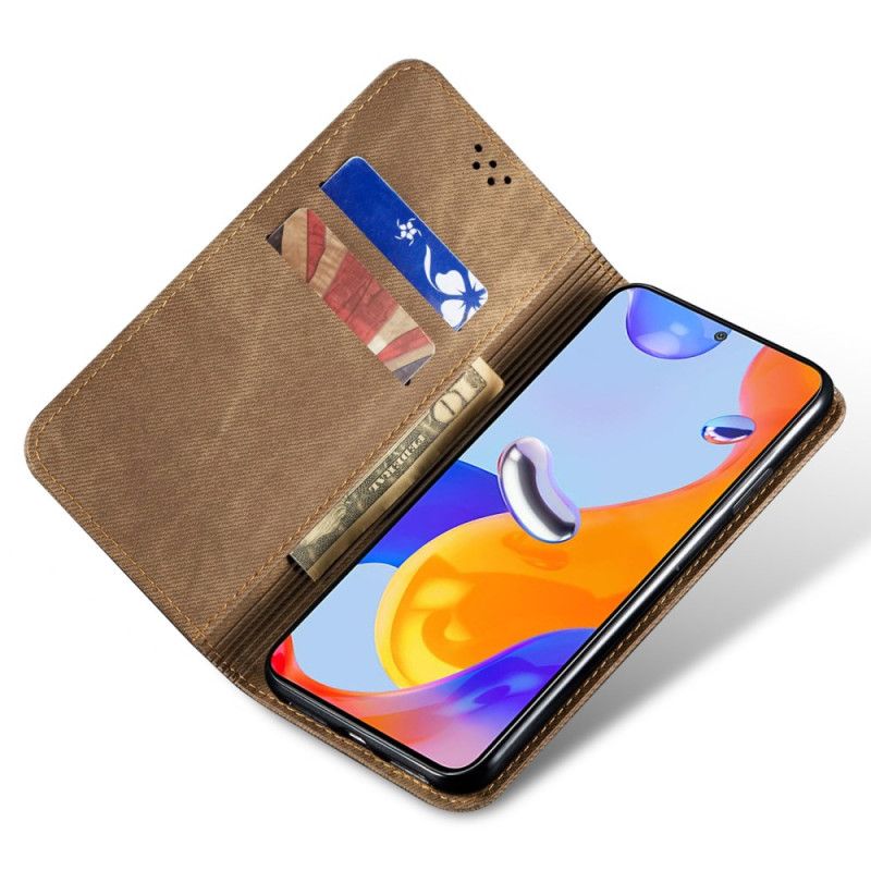 Kožené Pouzdro Folio Na Xiaomi 14 Džínová Tkanina