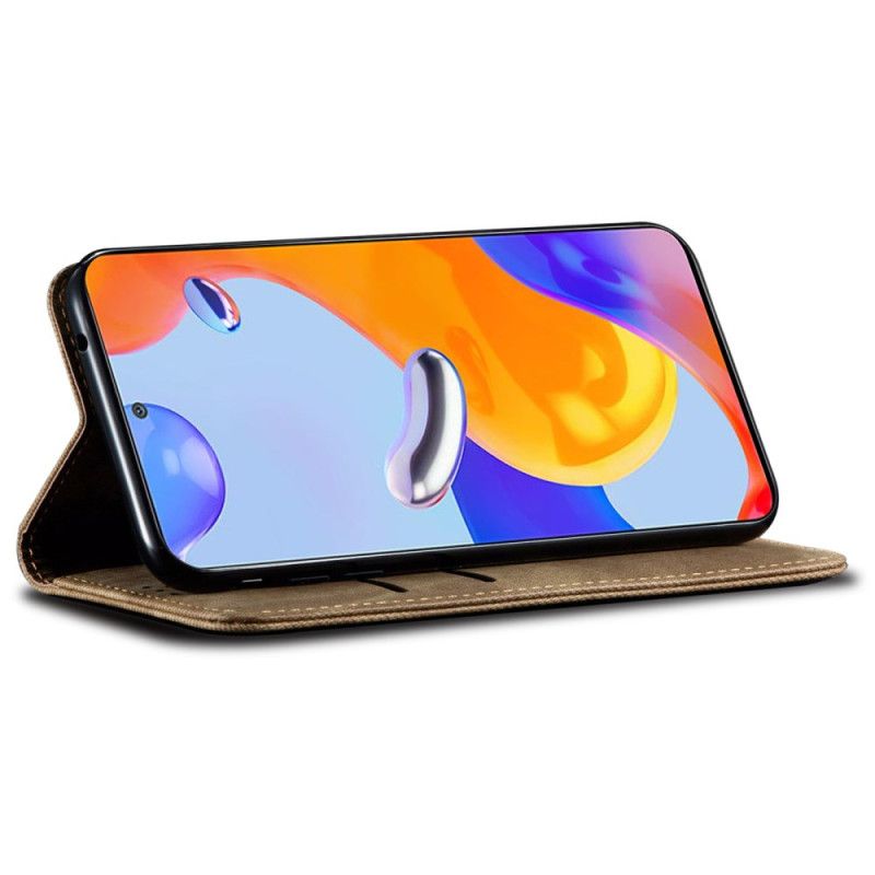 Kožené Pouzdro Folio Na Xiaomi 14 Džínová Tkanina