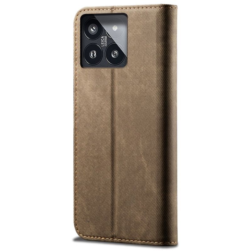 Kožené Pouzdro Folio Na Xiaomi 14 Džínová Tkanina