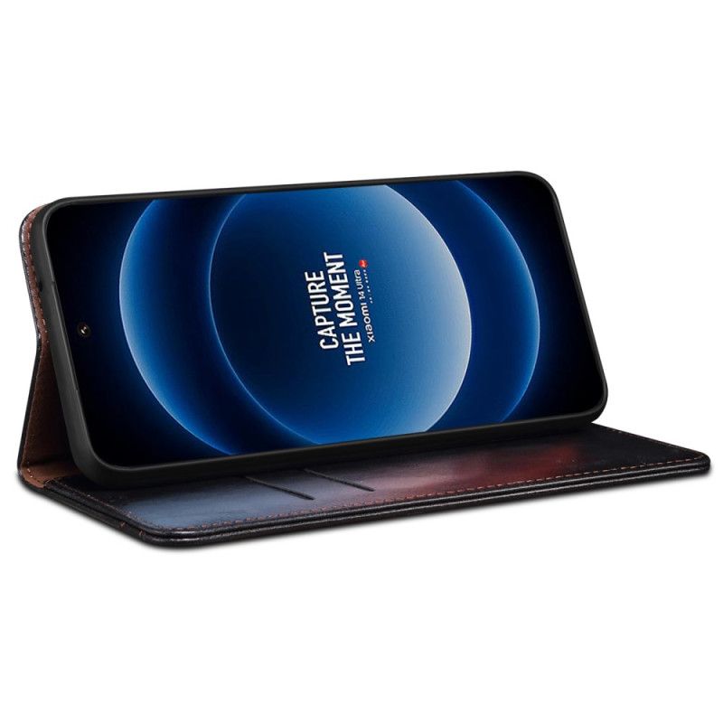 Kožené Pouzdro Folio Na Xiaomi 14 Ultra Voskovaná Imitace Kůže