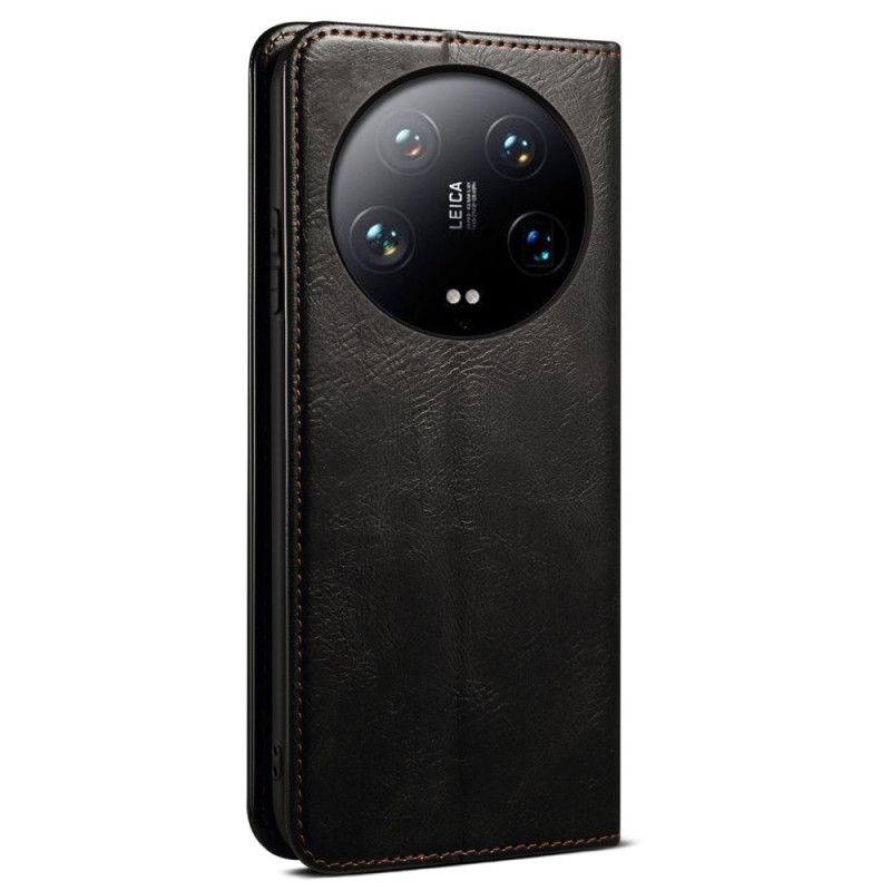 Kožené Pouzdro Folio Na Xiaomi 14 Ultra Voskovaná Imitace Kůže