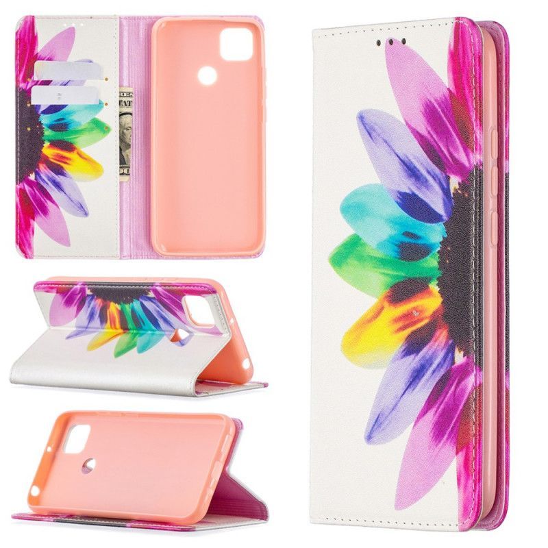 Kožené Pouzdro Folio Na Xiaomi Redmi 9c Akvarelová Květina