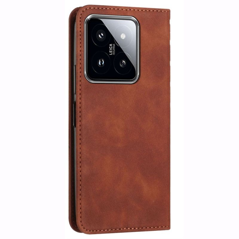 Kožené Pouzdro Folio Xiaomi 14 Integrovaná Peněženka S Diamantovým Vzorem