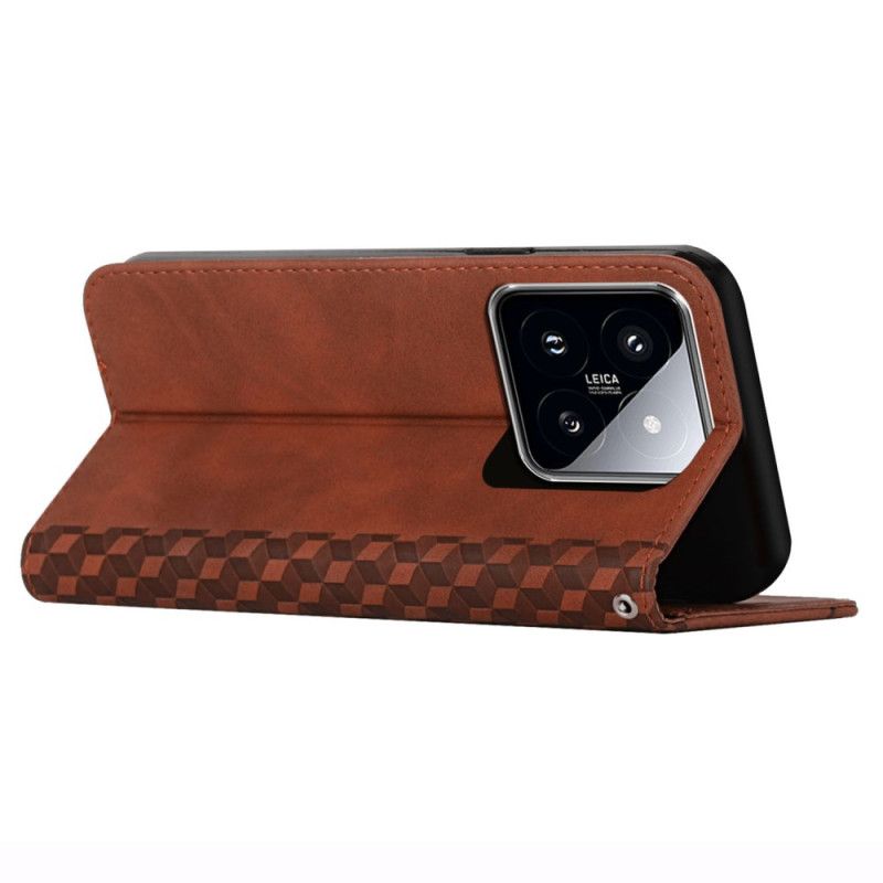 Kožené Pouzdro Folio Xiaomi 14 Integrovaná Peněženka S Diamantovým Vzorem