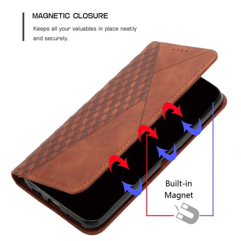 Kožené Pouzdro Folio Xiaomi 14 Integrovaná Peněženka S Diamantovým Vzorem
