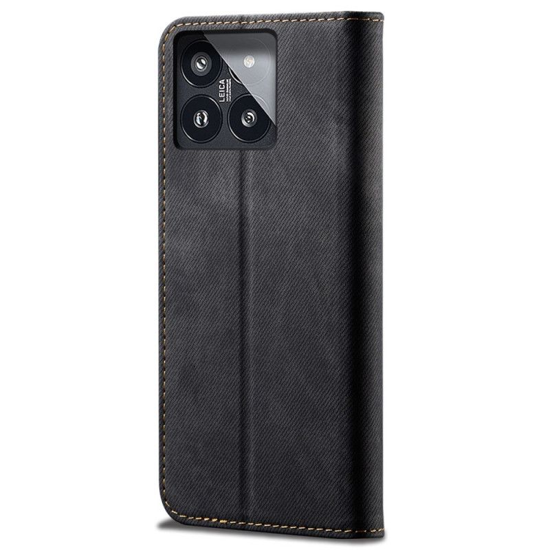 Kožené Pouzdro Folio Xiaomi 14 Pro Džínová Tkanina