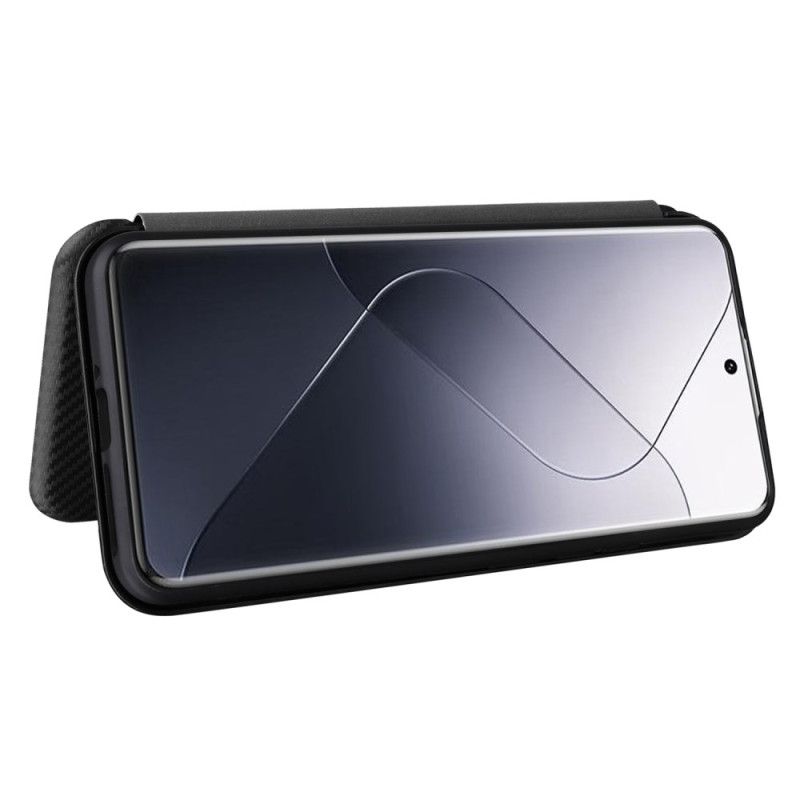 Kožené Pouzdro Folio Xiaomi 14 Uhlíkové Vlákno