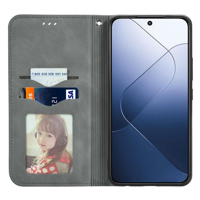 Kožené Pouzdro Folio Xiaomi 14t Pro Měkká Textura