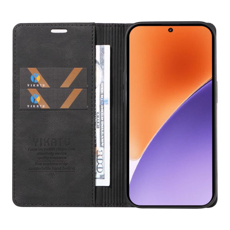 Kožené Pouzdro Folio Xiaomi 15 Yikatu Semišový Efekt