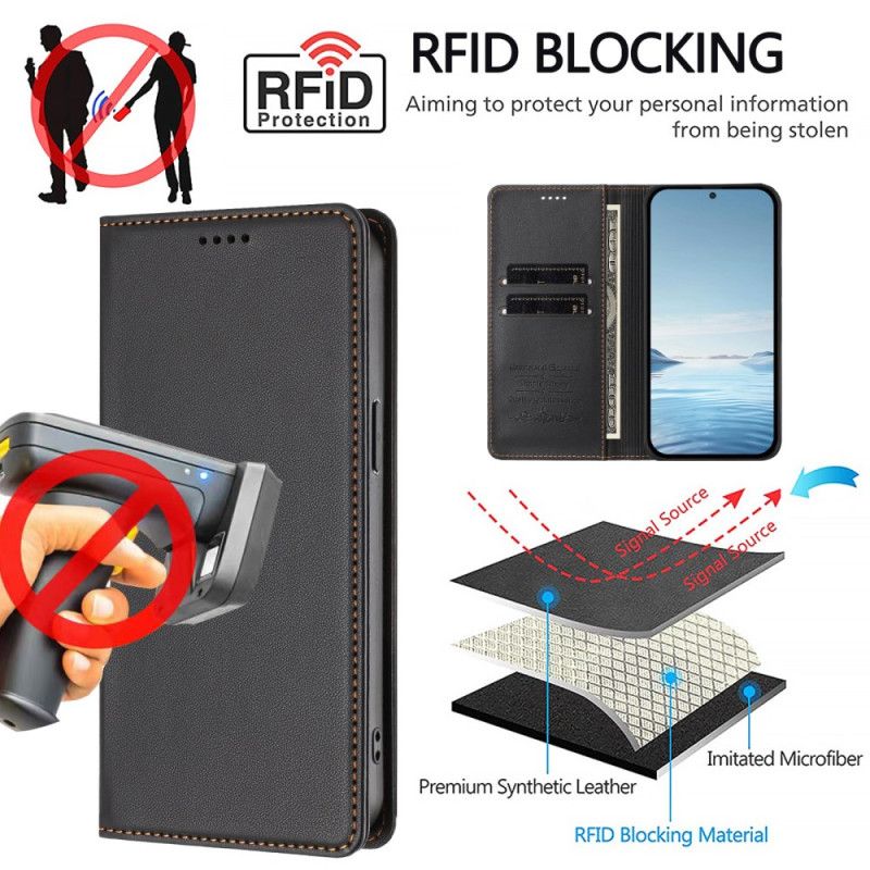 Kožené Pouzdro Folio Xiaomi 17 Pro Magnetické Zapínání A Rfid Ochrana