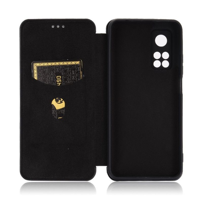Kožené Pouzdro Folio Xiaomi Mi 10t / 10t Pro Uhlíkové Vlákno S Nosným Kroužkem