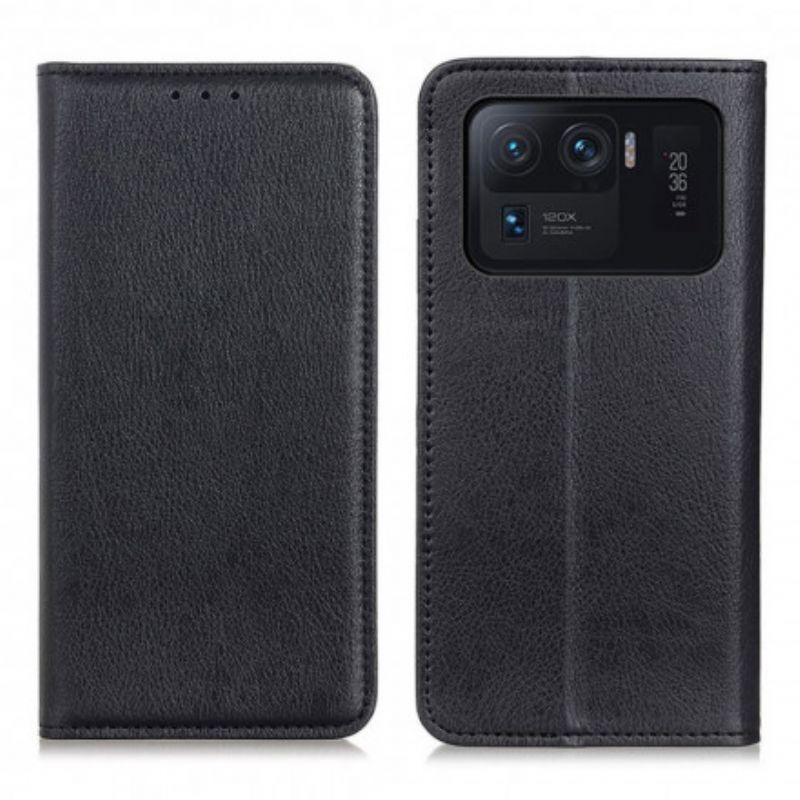 Kožené Pouzdro Folio Xiaomi Mi 11 Ultra Tvarovaná Štípaná Liči Kůže
