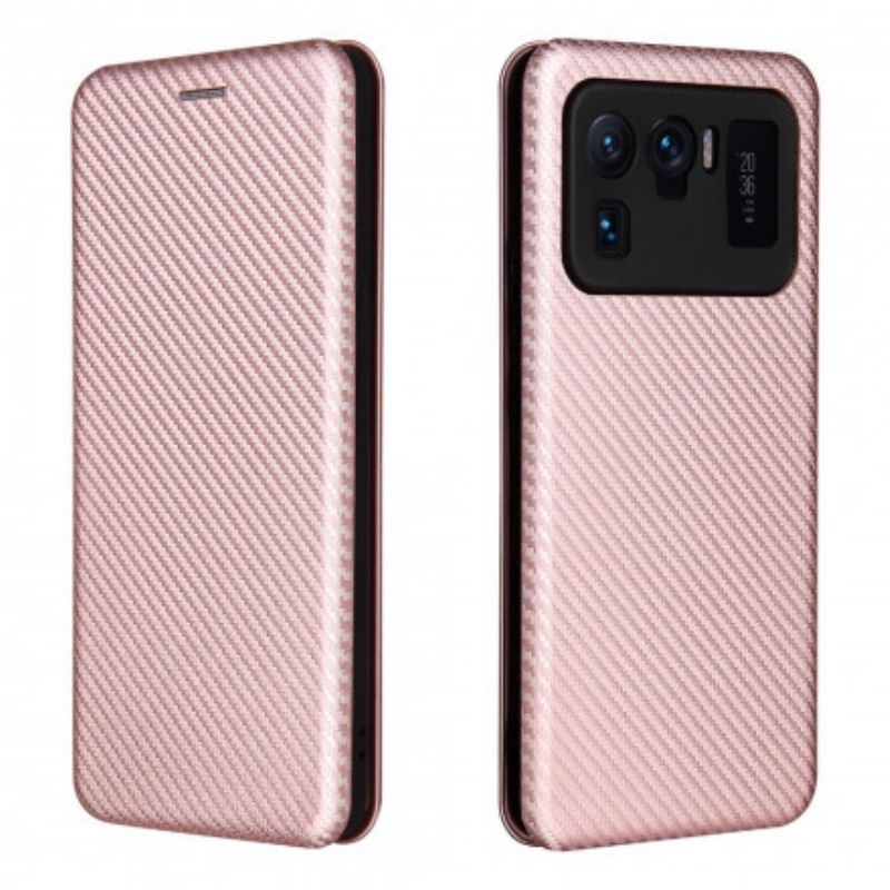 Kožené Pouzdro Folio Xiaomi Mi 11 Ultra Uhlíkové Vlákno S Opěrným Kroužkem