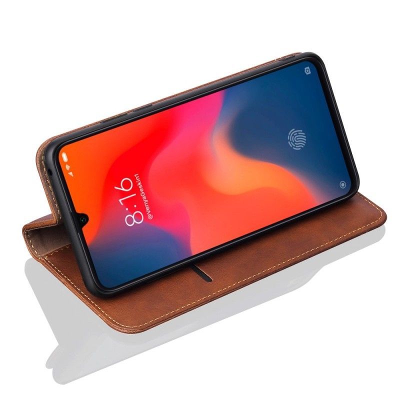 Kožené Pouzdro Folio Xiaomi Mi 9 Švy S Koženým Efektem