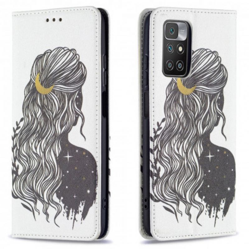 Kožené Pouzdro Folio Xiaomi Redmi 10 Krásné Vlasy