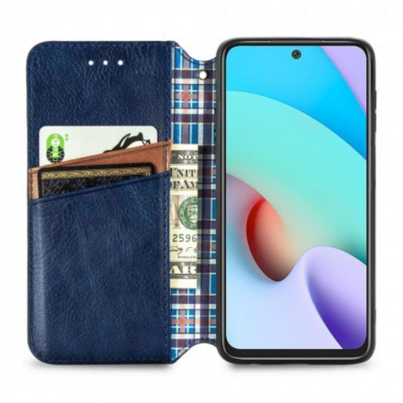 Kožené Pouzdro Folio Xiaomi Redmi 10 Kůže S Diamantovou Texturou