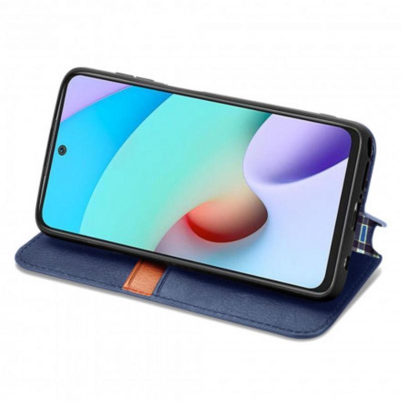 Kožené Pouzdro Folio Xiaomi Redmi 10 Kůže S Diamantovou Texturou