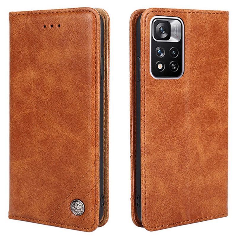 Kožené Pouzdro Folio Xiaomi Redmi Note 11 Pro / Note 11 Pro Plus Styl Nýtované Kůže