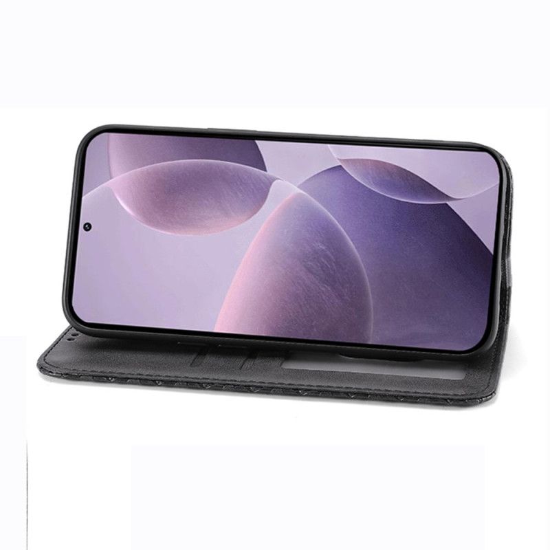 Kožené Pouzdro Folio Xiaomi Redmi Note 14 4g Diamantový Vzor S Řemínkem