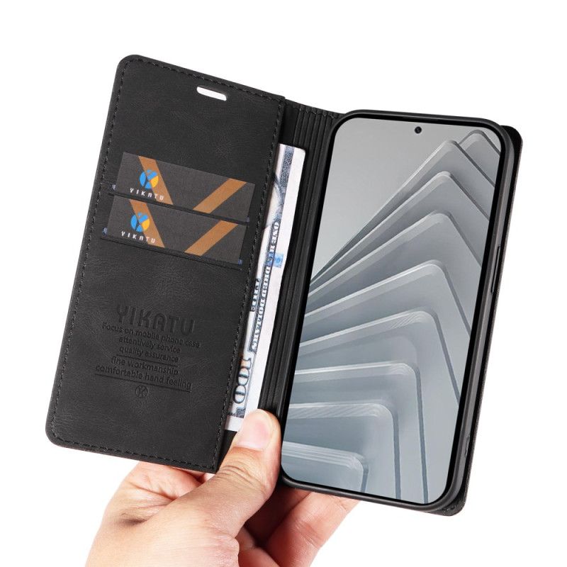 Kožené Pouzdro Folio Xiaomi Redmi Note 14 4g Ykatu Hnědý Semišový Efekt