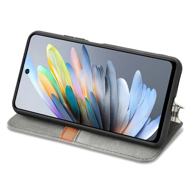 Kožené Pouzdro Folio Xiaomi Redmi Note 14 5g Vintage Kožený Efekt