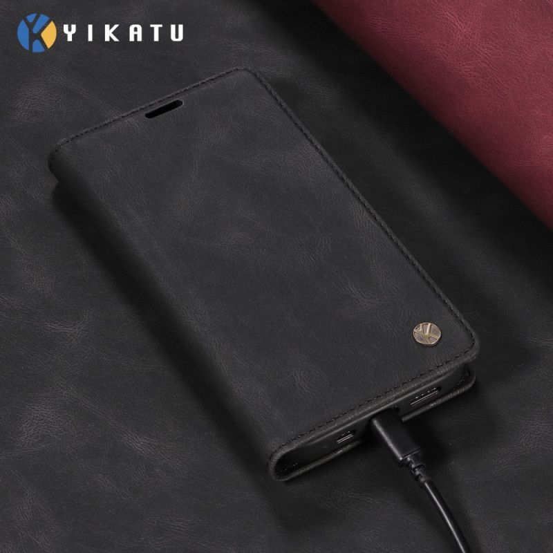 Kožené Pouzdro Folio Xiaomi Redmi Note 15 5g Semišový Efekt Yikatu