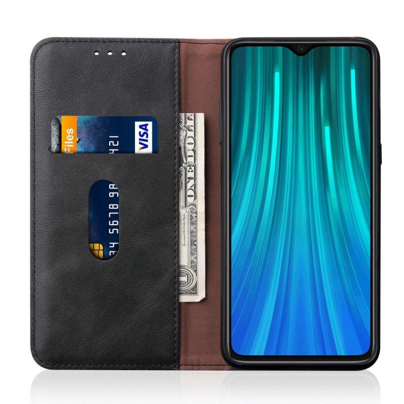 Kožené Pouzdro Folio Xiaomi Redmi Note 8t Prošívání S Koženým Efektem