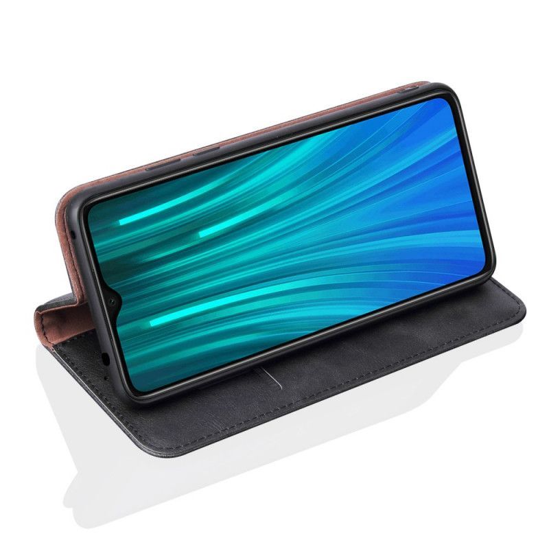 Kožené Pouzdro Folio Xiaomi Redmi Note 8t Prošívání S Koženým Efektem