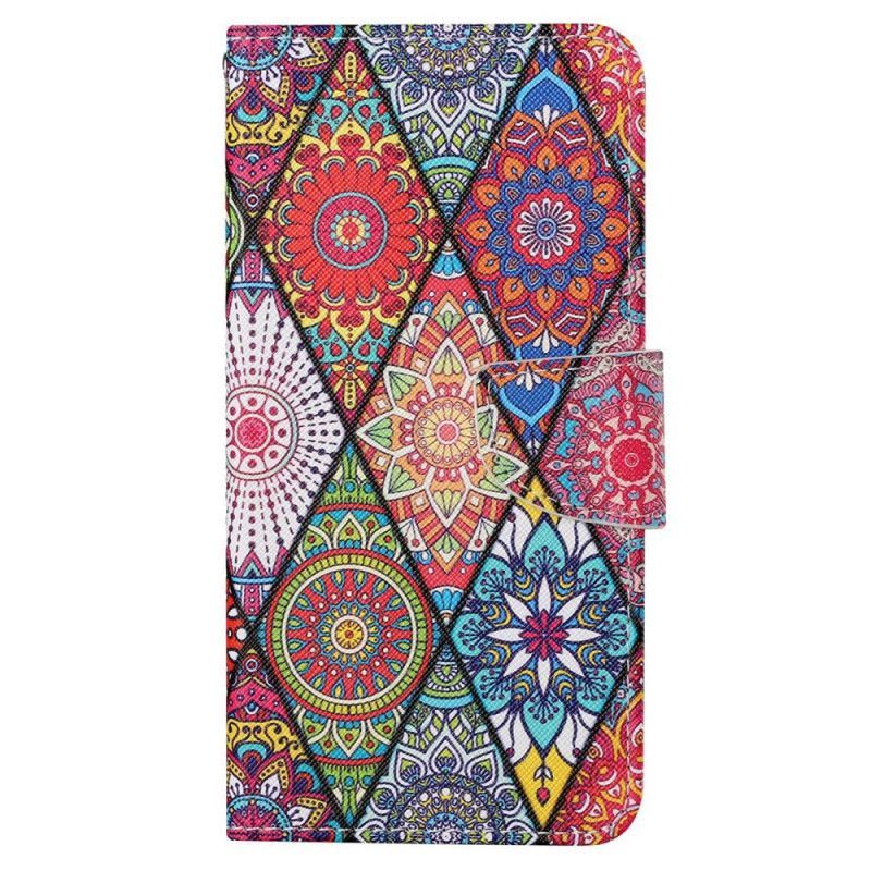 Kožené Pouzdro Na Xiaomi 12T / 12T Pro Patchwork S Lanyardem