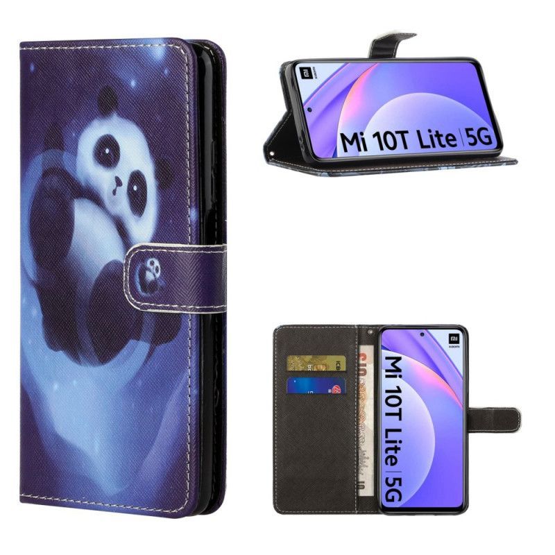 Kožené Pouzdro Na Xiaomi Mi 10t Lite 5g / Redmi Note 9 Pro 5g Vesmírný Popruh Pandy